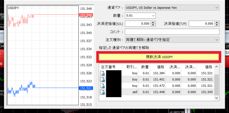 xm mt4 一括決済