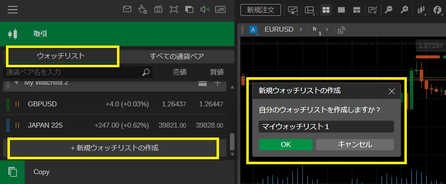 ctrader-ウォッチリストを作成する