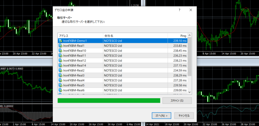 ironfx mt4ダウンロード完了